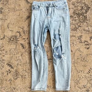 Abercrombie & Fitch Light Blue Distressed Boyfriend Jeans